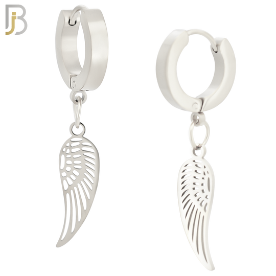 ES21 - 316L Stainless Steel Dangling Angel Wings Design Huggies Clip On image 1