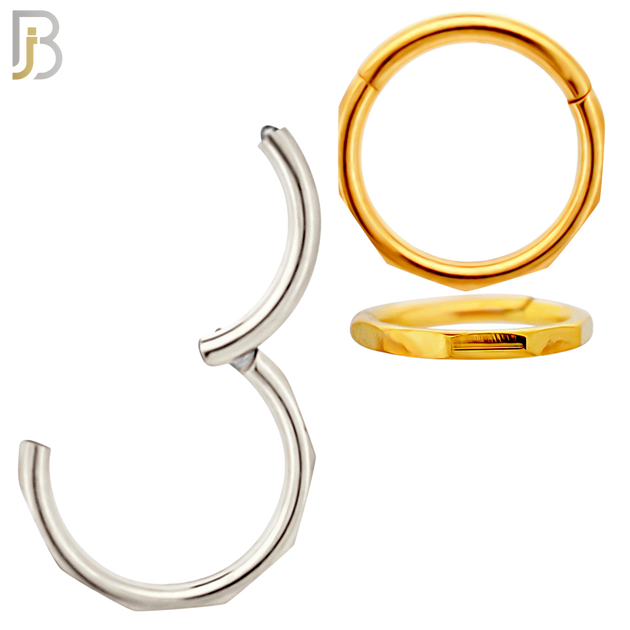 CT129 - 316 Surgical Steel Flat Rectangular Designs Plain Hinged Hoop (Pack of 6) image 0