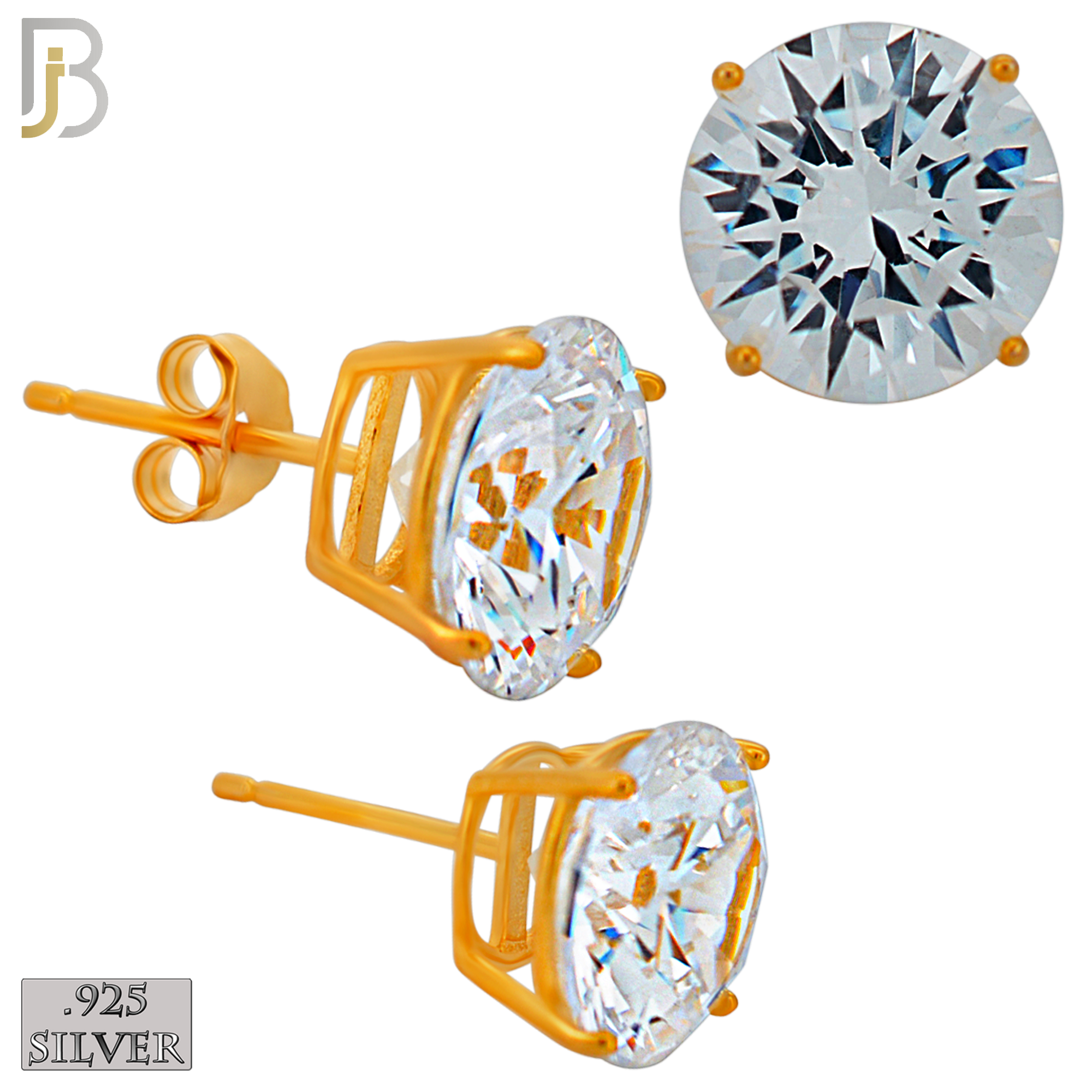 925-ES71-RC - .925 Sterling Silver Rose Gold Plated Earring Stud Casting Round Prong Setting Clear Zircon image 8