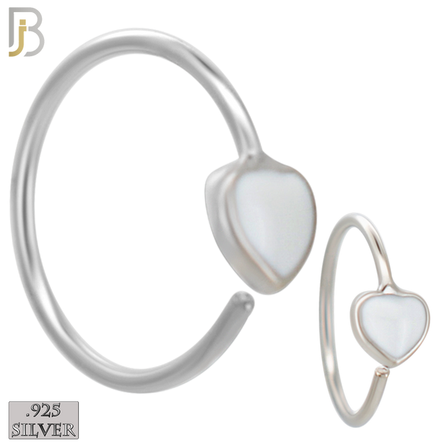 925-CT133-  925 Silver Heart Nose Hoops with Enamel - (Pack of 6) image 1