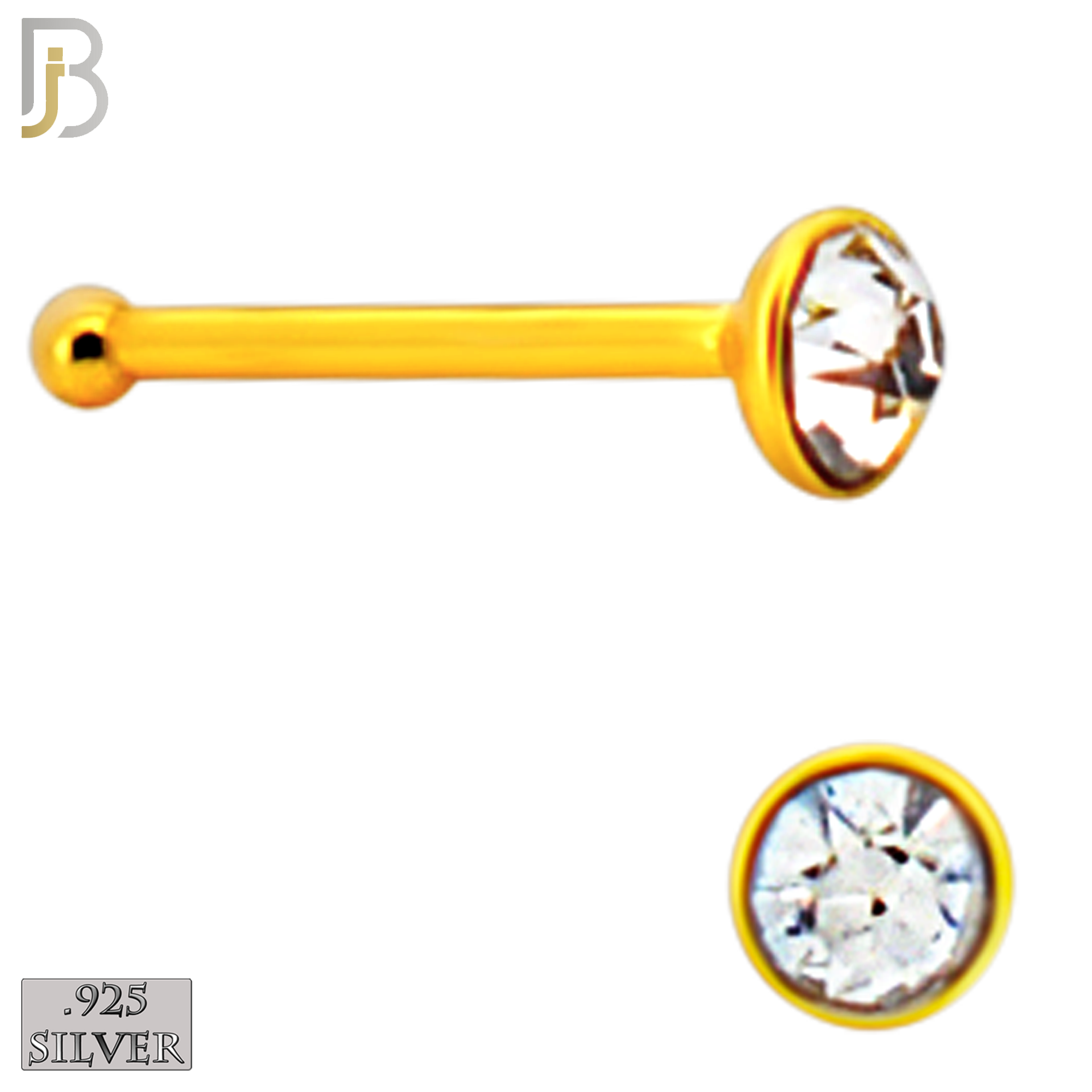 925-PK-NR08BY - 120 pcs, 18k Gold Plated Sterling Silver Nose Bones, 22g Thickness,  Assorted Shapes Tops Packages image 8