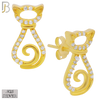 925-ES218 – .925 Sterling Silver Cat Design Earring Stud with Zircon image 2