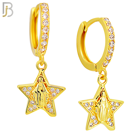 ES507 - 316L Stainless Steel Dangling Star Virgin Mary Huggies Earrings image 2