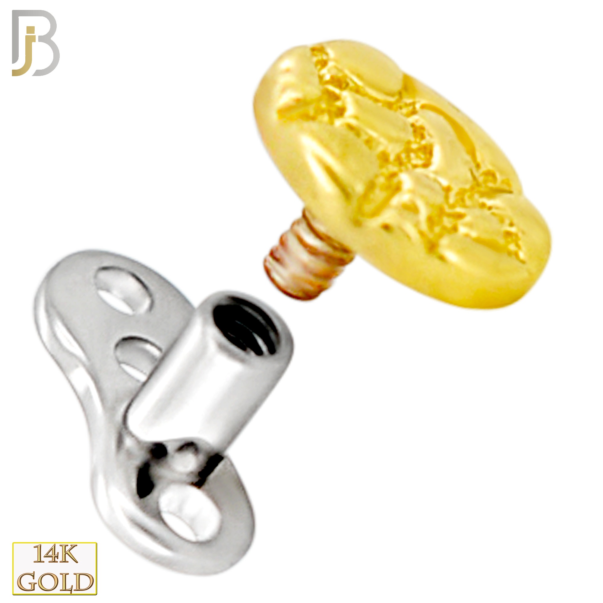 14-G23-DM21 - 14k Titanium Anchor and 14k Gold Top Round Nugget Dermal - Internally Threaded image 1