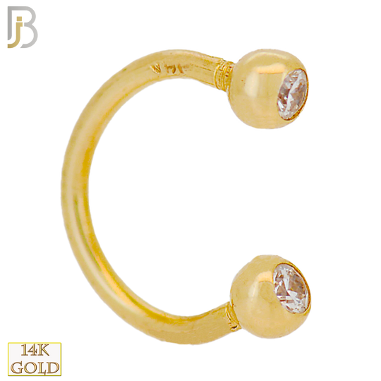 14-HS01 - 14k Solid Gold Horseshoe Plain Design External Threaded Screw