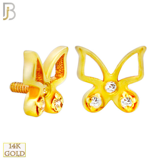14-LB103 -  18g - 14k Yellow Gold Butterfly with CZ Labret