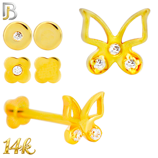 14-LB103 -  18g - 14k Yellow Gold Butterfly with CZ Labret