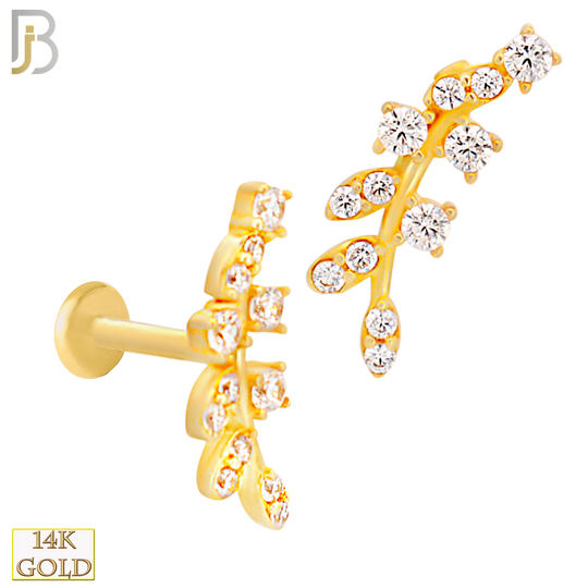 14k Yellow Gold CZ Labret | Vine Piercing Jewelry