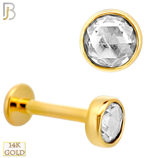 14-LB141 - 14k Yellow Gold Rose Cut Lab Diamond in Bezel Setting Labret