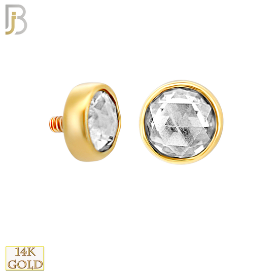 14-LB141 - 14k Yellow Gold Rose Cut Lab Diamond in Bezel Setting Labret