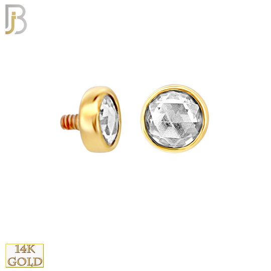 14-LB141 - 14k Yellow Gold Rose Cut Lab Diamond in Bezel Setting Labret