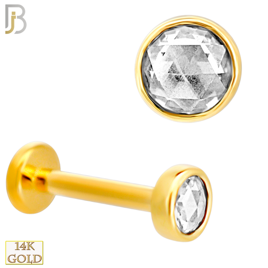 14-LB141 - 14k Yellow Gold Rose Cut Lab Diamond in Bezel Setting Labret