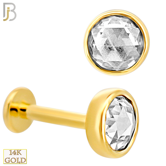 14-LB141 - 14k Yellow Gold Rose Cut Lab Diamond in Bezel Setting Labret