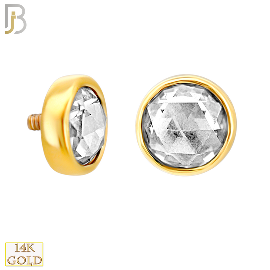 14-LB141 - 14k Yellow Gold Rose Cut Lab Diamond in Bezel Setting Labret