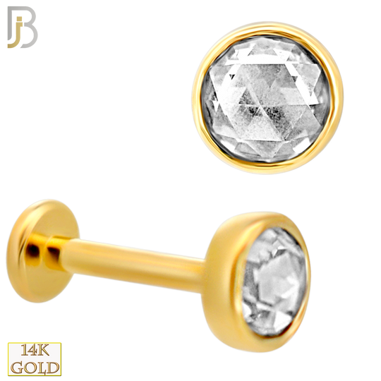 14-LB141 - 14k Yellow Gold Rose Cut Lab Diamond in Bezel Setting Labret