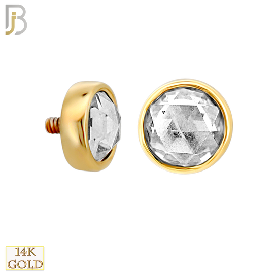 14-LB141 - 14k Yellow Gold Rose Cut Lab Diamond in Bezel Setting Labret