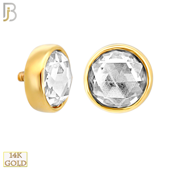 14-LB141 - 14k Yellow Gold Rose Cut Lab Diamond in Bezel Setting Labret
