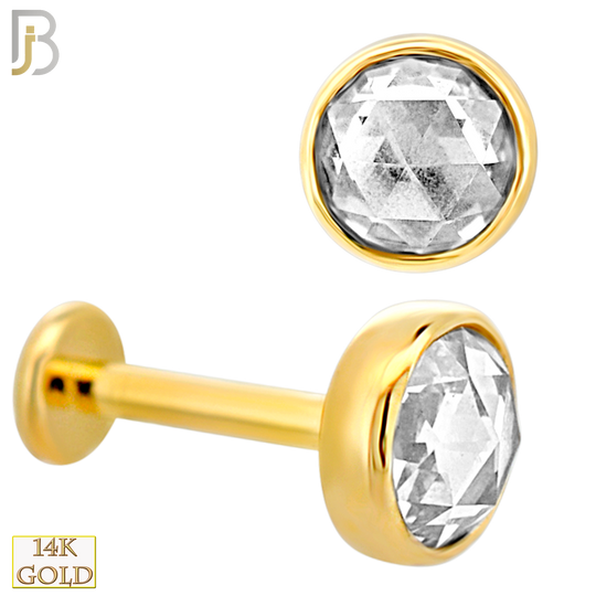 14-LB141 - 14k Yellow Gold Rose Cut Lab Diamond in Bezel Setting Labret