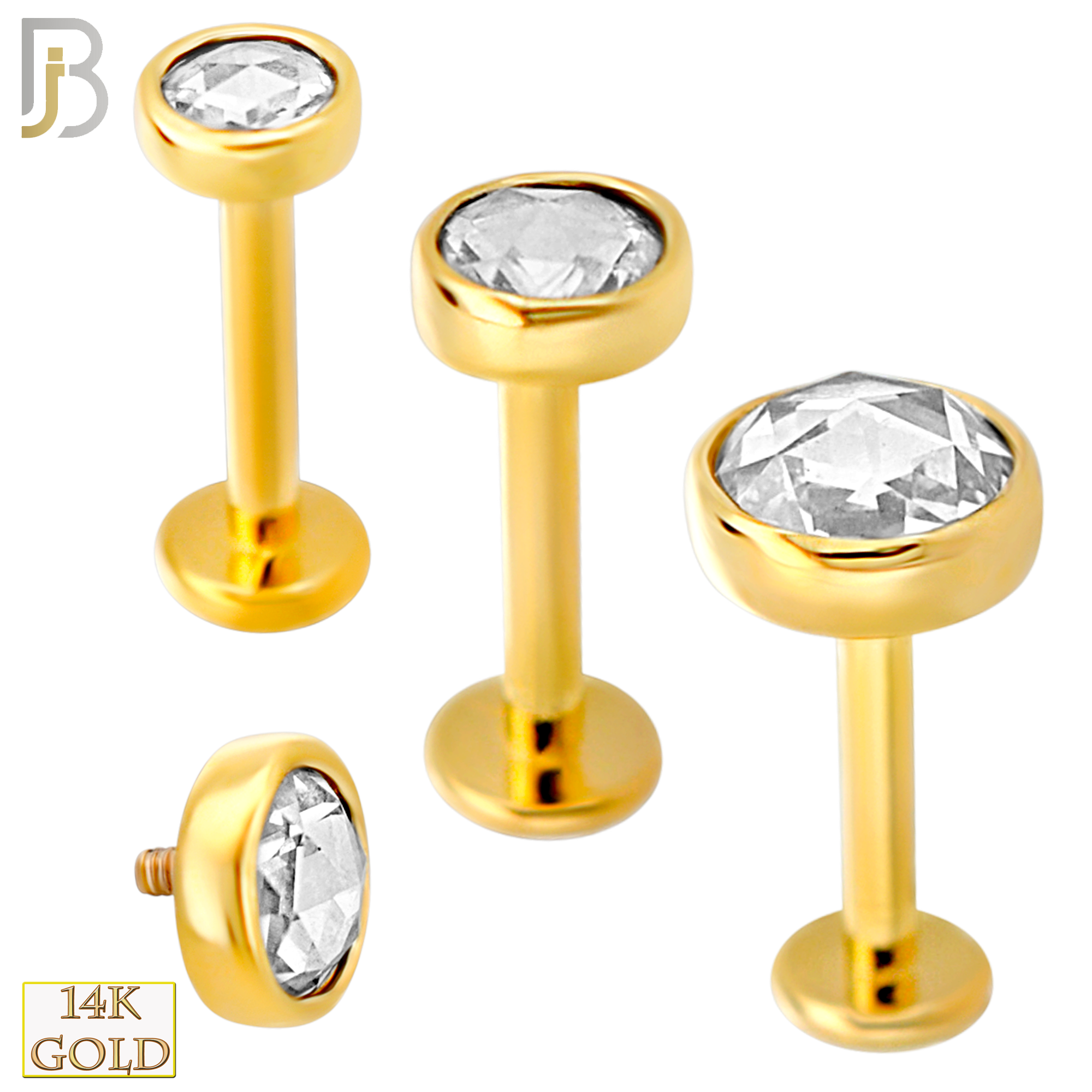 14k Yellow Gold Lab Diamond Labret | Bezel Style