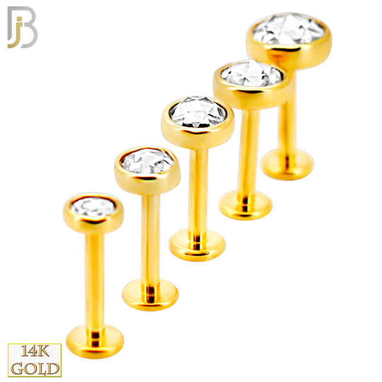 14-LB141 - 14k Yellow Gold Rose Cut Lab Diamond in Bezel Setting Labret