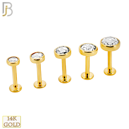 14-LB141 - 14k Yellow Gold Rose Cut Lab Diamond in Bezel Setting Labret