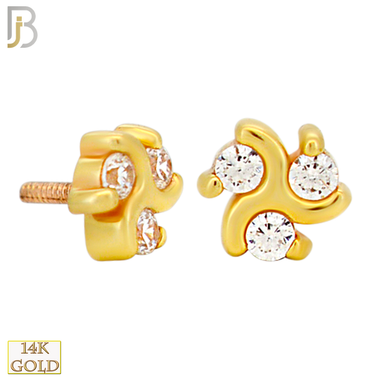 14-LB151 - 14K Yellow Gold 3 CZ Cluster Flatback Labret – Internally Threaded
