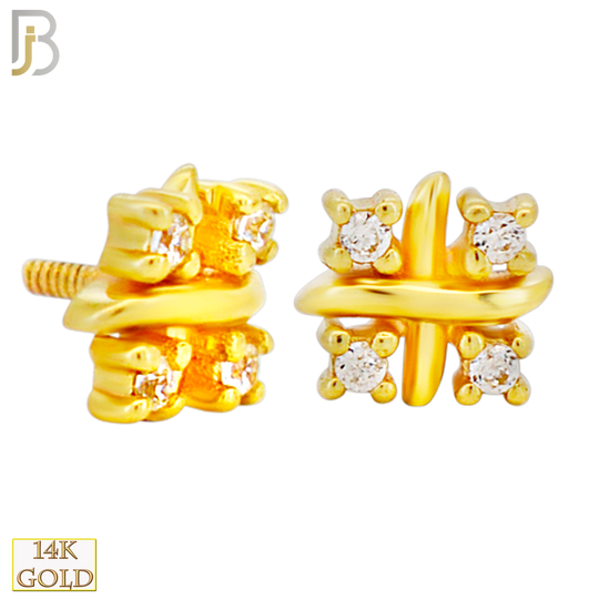 14-LB152 -  18g - 14K Yellow Gold Four Cubic Zirconia Cluster Labret