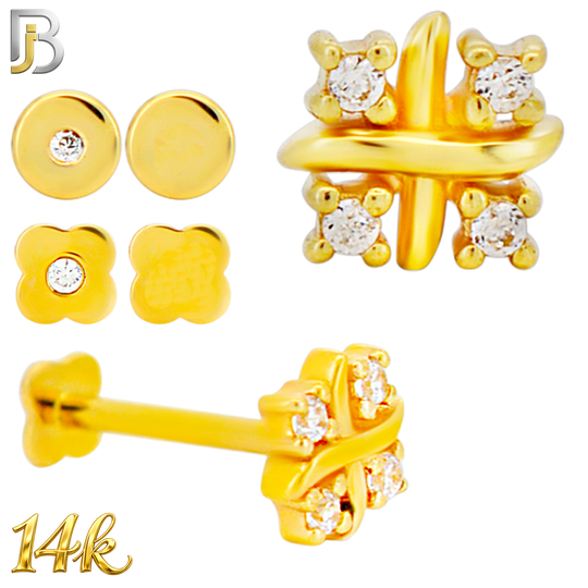 14-LB152 -  18g - 14K Yellow Gold Four Cubic Zirconia Cluster Labret