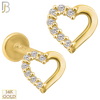 14k Yellow Gold Heart Zircon Labret Jewelry
