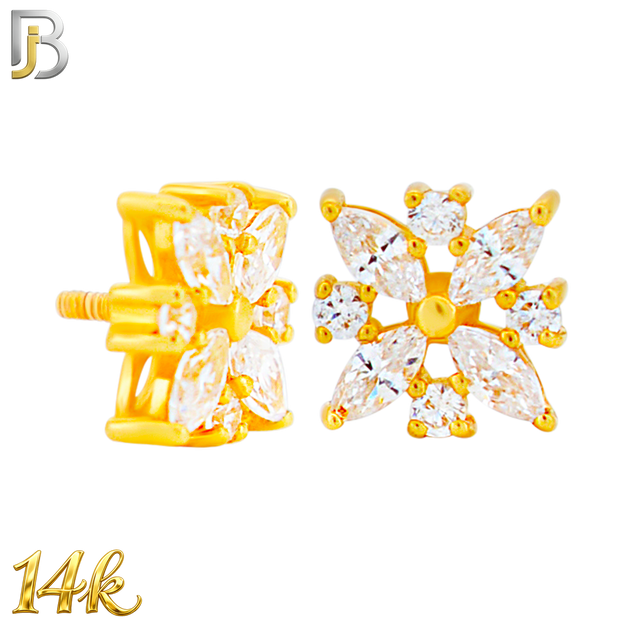 14-LB25 - 14k Yellow Gold Snowflake with Multi Zircon Labret