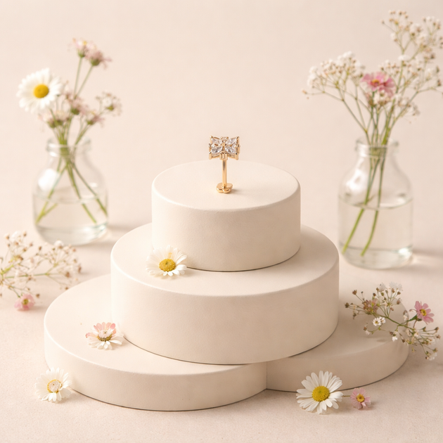 14-LB25 - 14k Yellow Gold Snowflake with Multi Zircon Labret