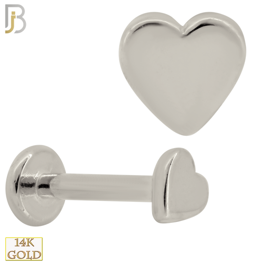 14-LB53 - 14k Gold Plain Solid Heart Labret