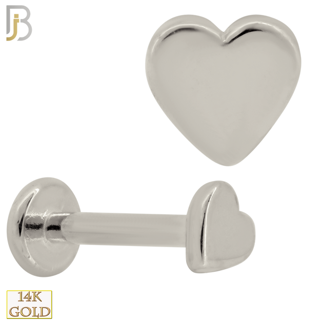 14-LB53 - 14k Gold Plain Solid Heart Labret
