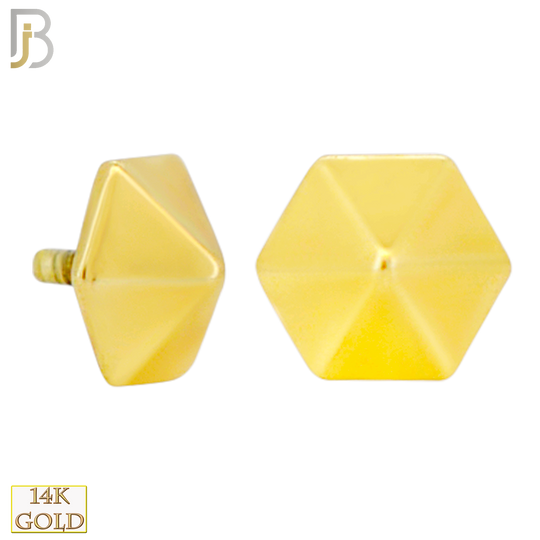 14-LB58 - 14k Solid Gold Plain Hexagon Spike Labret