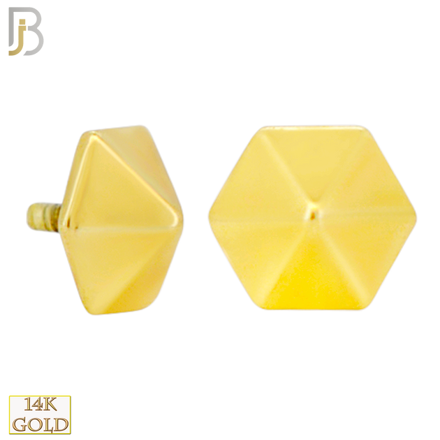 14-LB58 - 14k Solid Gold Plain Hexagon Spike Labret