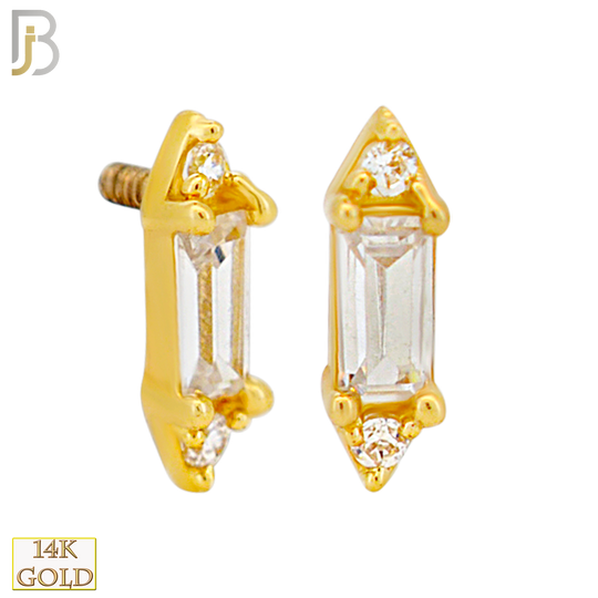 14-LB65 - 14k Yellow Gold Labret with Colored Baguette Zircon Center