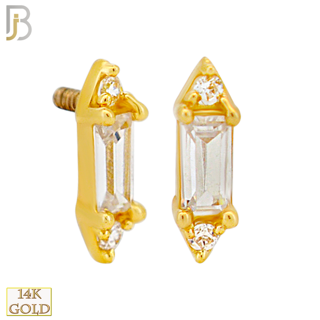 14-LB65 - 14k Yellow Gold Labret with Colored Baguette Zircon Center