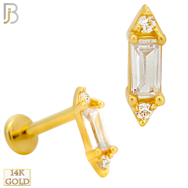 14-LB65 - 14k Yellow Gold Labret with Colored Baguette Zircon Center