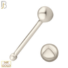 14k Solid White Gold Nose Bone | Plain Ball