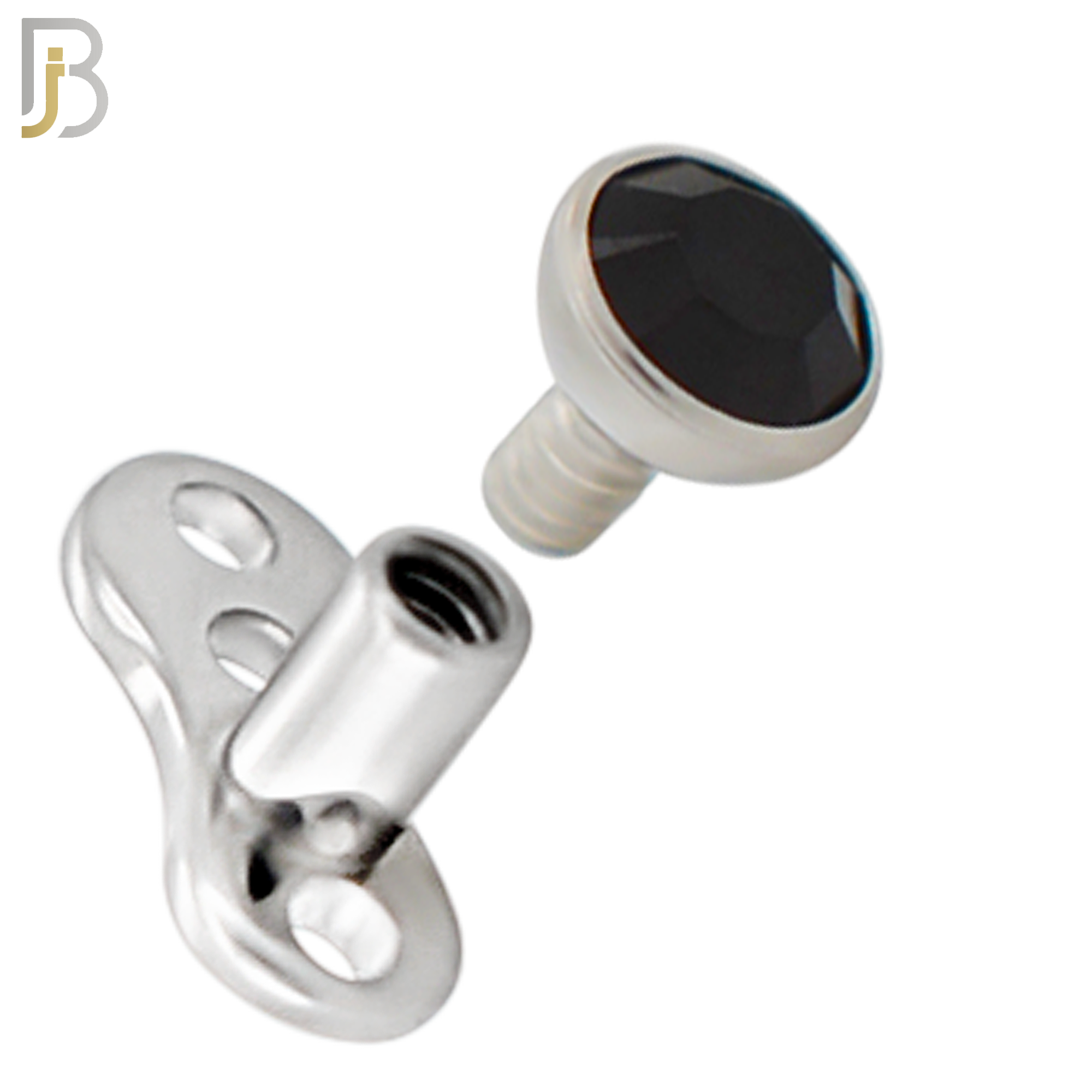 DM05 - 14G Titanium with Surgical Steel Bezel Set CZ Dermal Top Set of 4 Top image 3