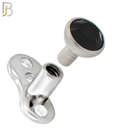 DM05 - 14G Titanium with Surgical Steel Bezel Set CZ Dermal Top Set of 4 Top image 3