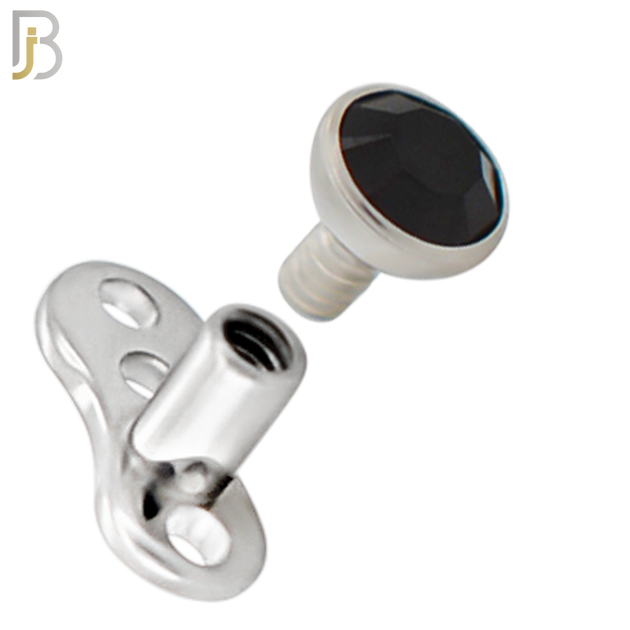 DM05 - 14G Titanium with Surgical Steel Bezel Set CZ Dermal Top Set of 4 Top image 3