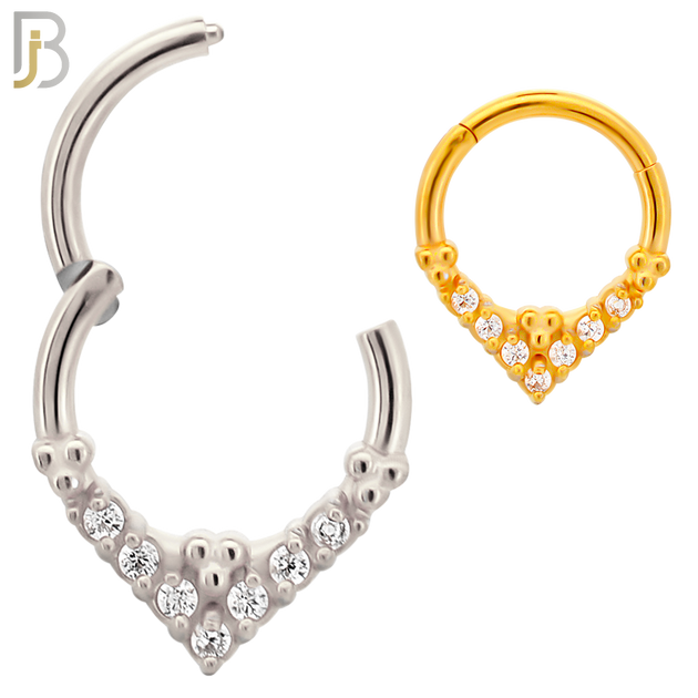 CT121 - 316 Surgical Steel CZs and Beads Cluster Hinged Hoop (Pack of 6) image 0