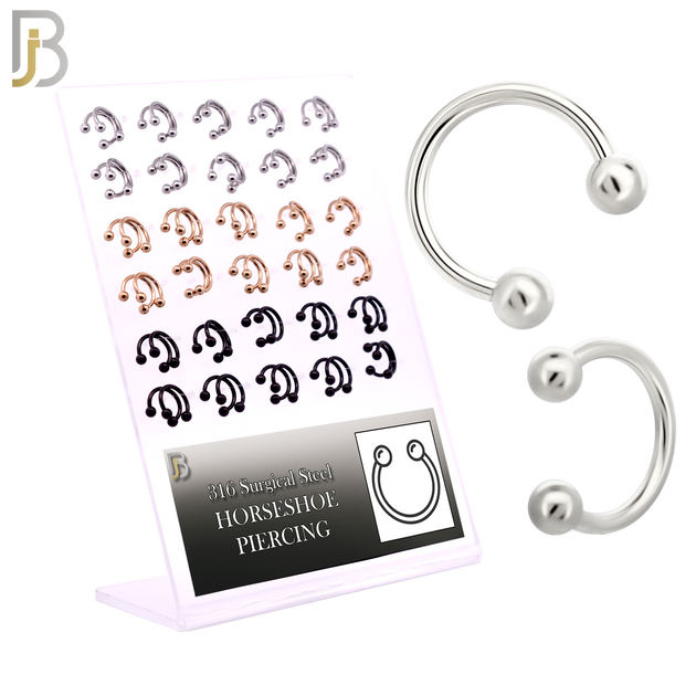 PK-HS01 - 316L Surgical Steel Horseshoe External Threaded Ball Pack of 60 image 0