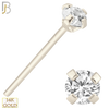 14-NR02D - 14k Solid  Gold Prong Setting  Round SI1 Diamond Nose Stud Bend-it Yourself, Nose Straight image
