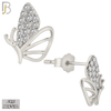 925-ES375 - .925 Sterling Silver CZ Studded Half Butterfly Stud Earrings image 1