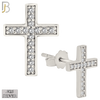 925-ES368 - .925 Sterling Silver Cross Stud Earrings image 1