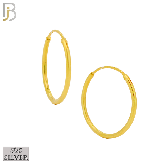 925-ES310G - .925 Sterling Silver in Gold Plating Plain Hoop Earrings - 18mm image