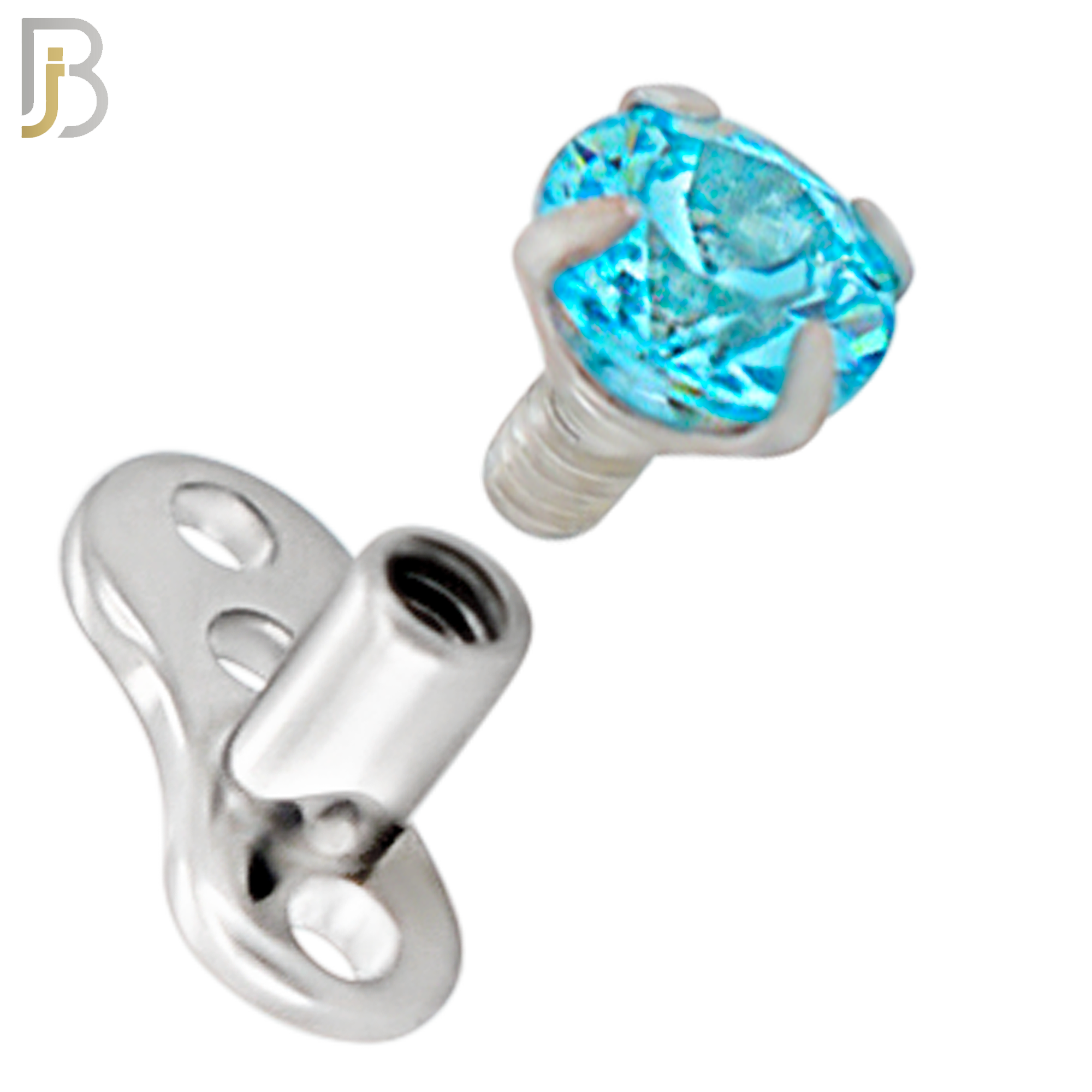 DM04 - 14G Titanium with Surgical Steel  Prong Set CZ Dermal Top Set of 4 Top image 4