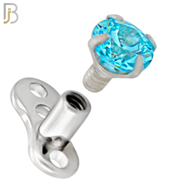 DM04 - 14G Titanium with Surgical Steel  Prong Set CZ Dermal Top Set of 4 Top image 4